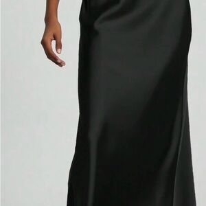SHEIN Black Satin Midi Skirt
